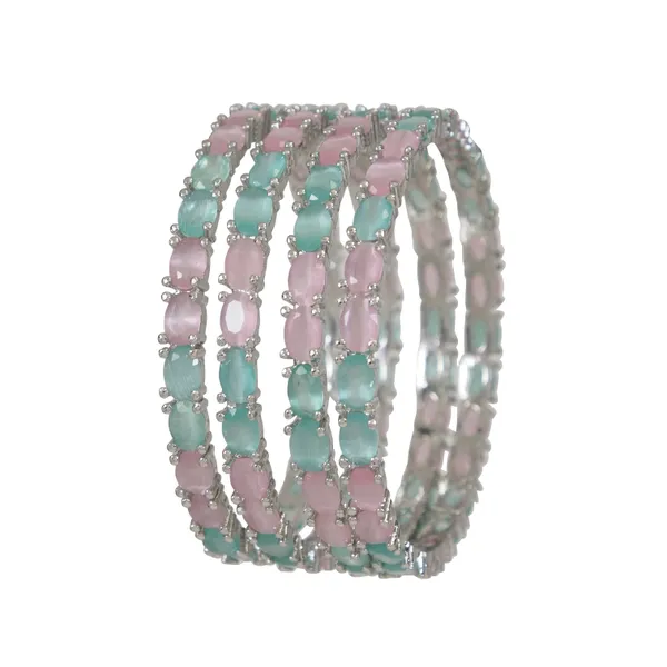 Elegant_Mint_&_Pink_Silver_Finish_Stone_Bangles__Set_Of_4