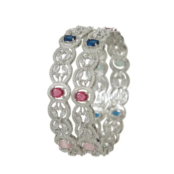 Elegant_Multi_Stone_Zircon_Brass_Silver_Plated_Bangles