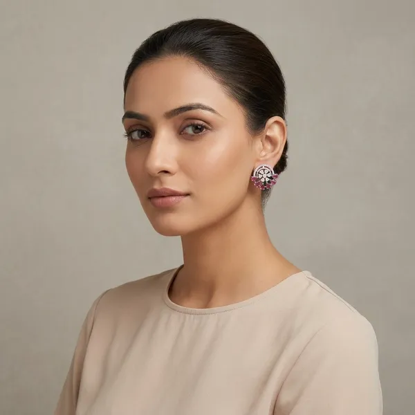 Elegant_Rose_Gold/Silver_Stud_Earrings