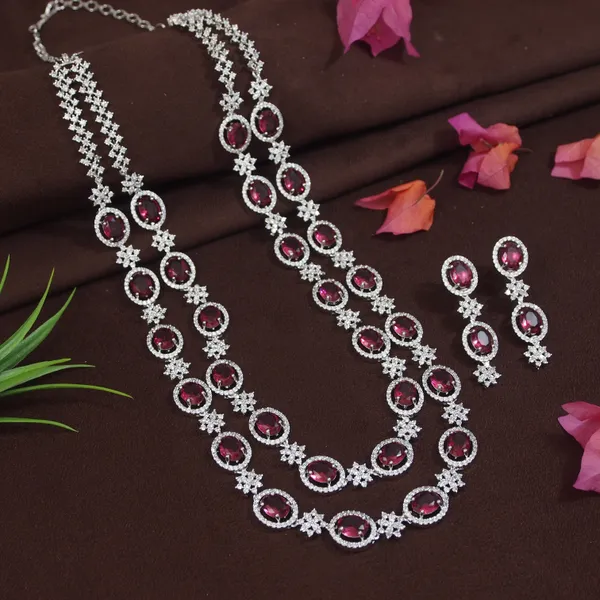 Elegant_Ruby_&__American_Diamond_Silver_Plated_Necklace_Set