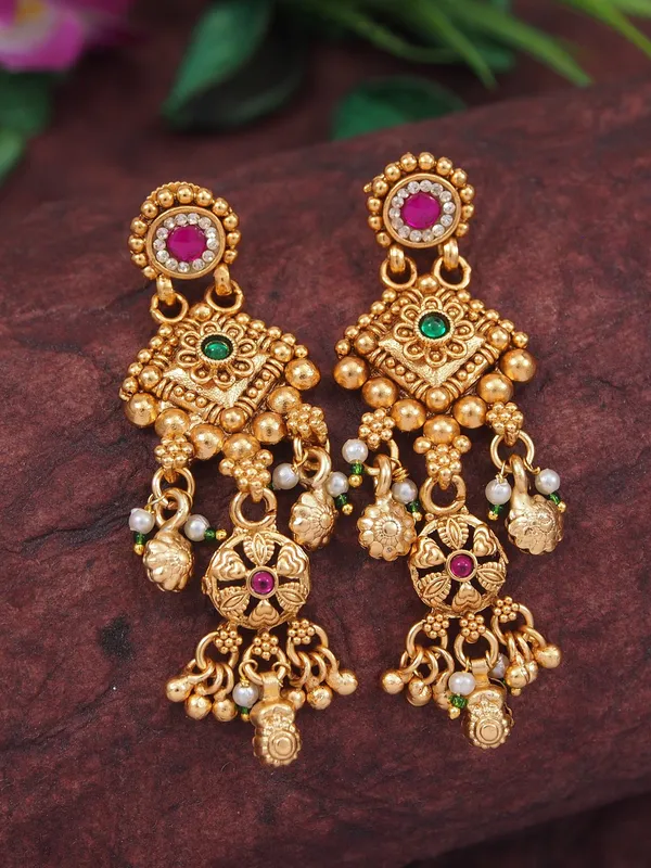 Ethnic_Designer_Gold_Plated_Black_Bead_Mangalsutra_Set_With_Ruby_&_Emerald_Coloured_Stones