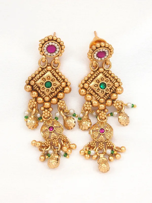Ethnic_Designer_Gold_Plated_Black_Bead_Mangalsutra_Set_With_Ruby_&_Emerald_Coloured_Stones