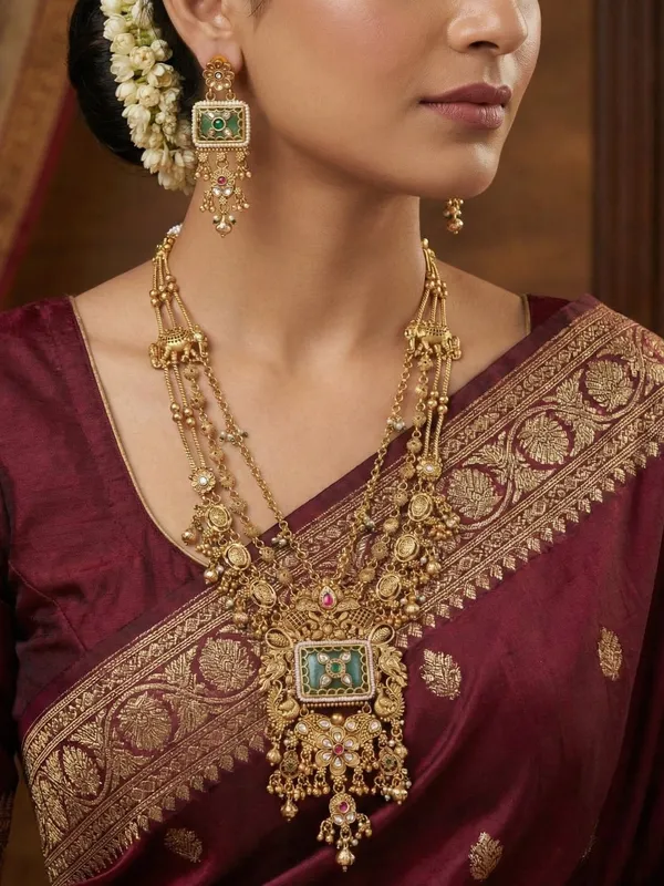 Ethnic_Royal_Heritage_Antique_Gold_Toned_Brass_Rani_Haar_Necklace_Set_With_Earrings