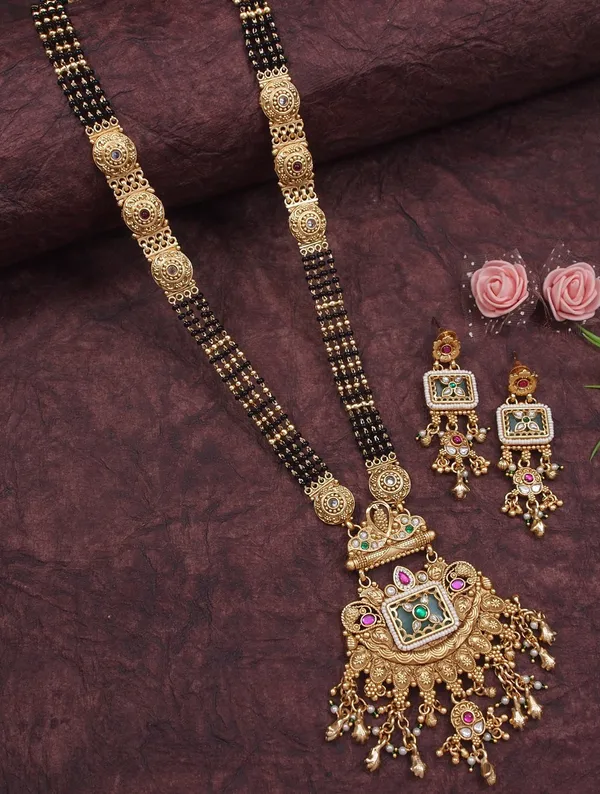 Ethnic_Gold_Plated_Long_Mangalsutra_Necklace_Set_With_Matching_Drop_Earrings
