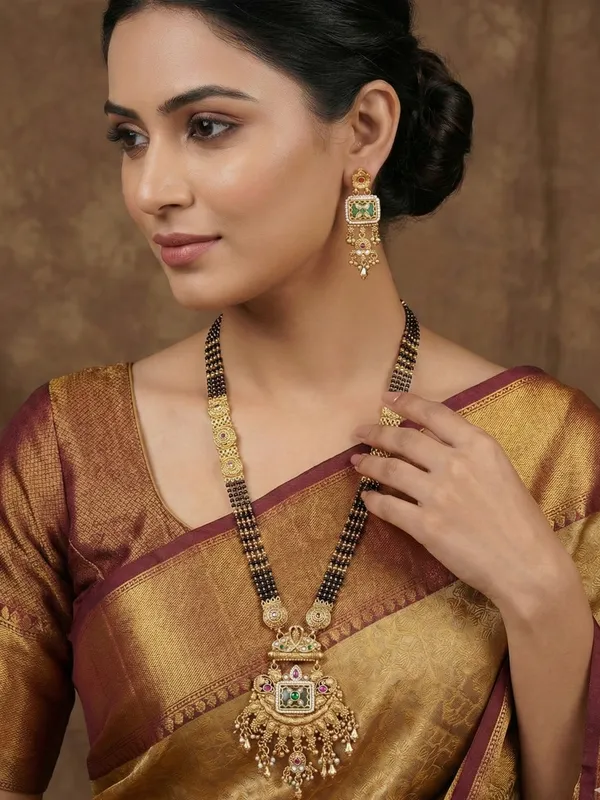 Ethnic_Gold_Plated_Long_Mangalsutra_Necklace_Set_With_Matching_Drop_Earrings