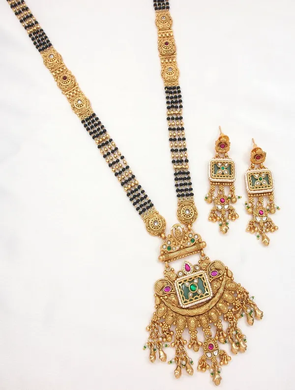 Ethnic_Gold_Plated_Long_Mangalsutra_Necklace_Set_With_Matching_Drop_Earrings