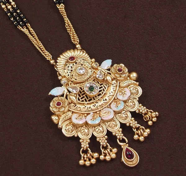 Exquisite_Gold_Plated_Meenakari_Bridal_Mangalsutra_Set_With_Earrings