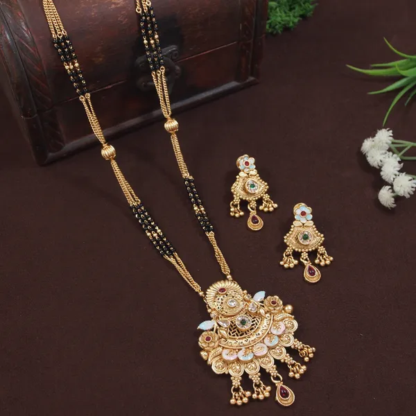 Exquisite_Gold_Plated_Meenakari_Bridal_Mangalsutra_Set_With_Earrings
