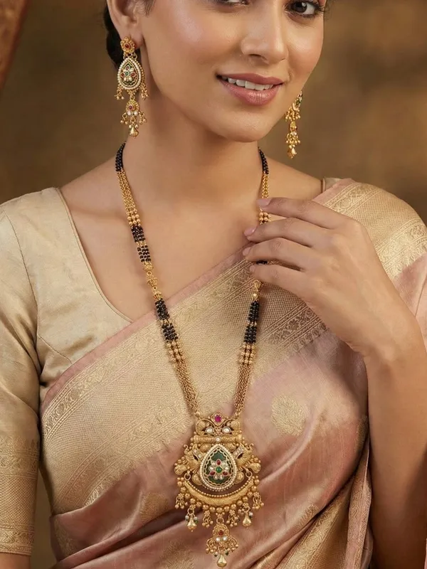 Gold_Plated_Heritage_Temple_Style_Mangalsutra_With_Matching_Drop_Earrings