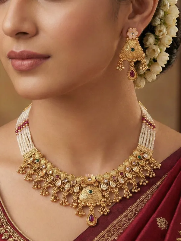 Gold_Plated_Plated_Brass_Traditional_Kundan_And_Pearl_Choker_Necklace_Set_For_Women