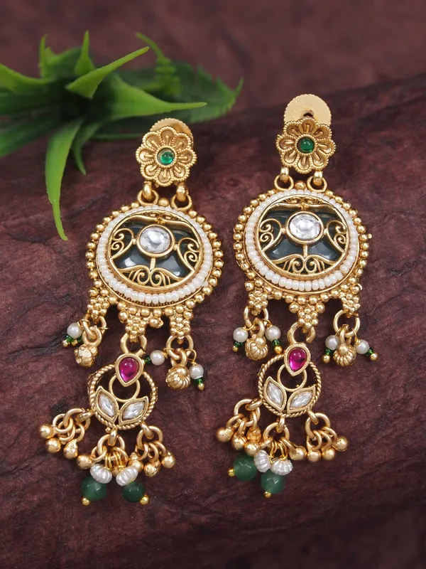 Gold_Toned_Antique_Finish_Temple_Jewellery_Long_Necklace_&_Jhumka_Earrings_Set