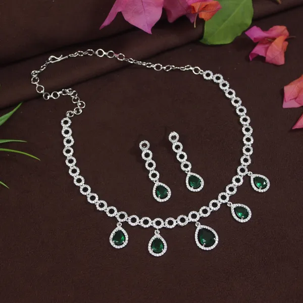 Graceful_American_Diamond_Necklace_Set_With_Green__Stone_Drops