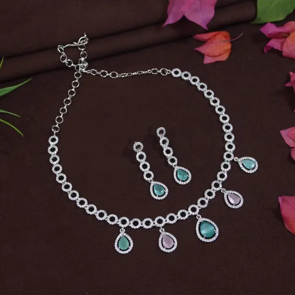 Graceful_American_Diamond_Necklace_Set_With__Stone_Drops