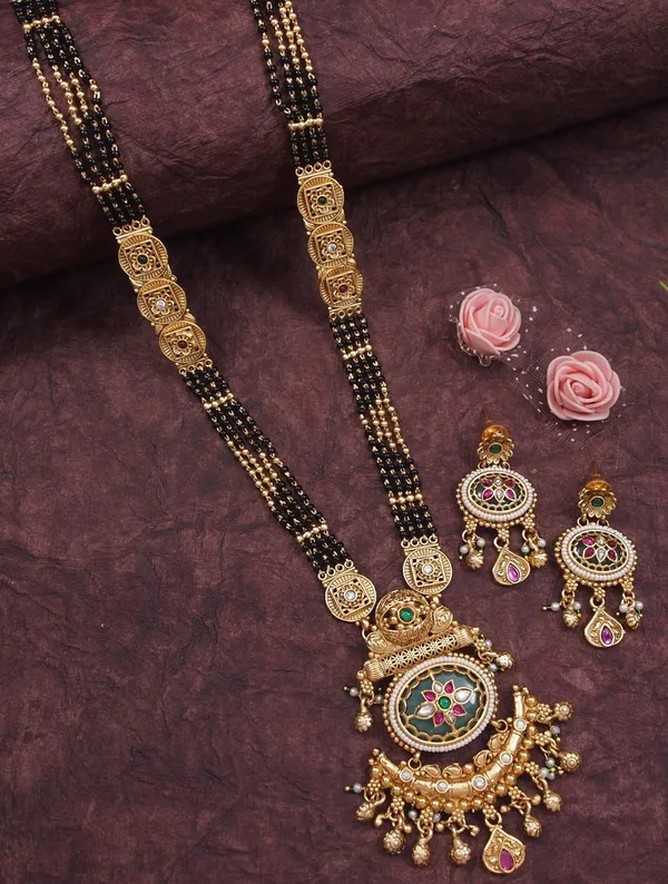 Heritage_Gold_Plated_Long_Mangalsutra_Necklace_Set_With_Matching_Drop_Earrings