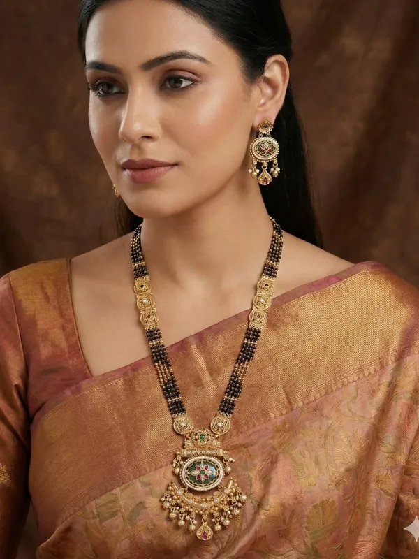 Heritage_Gold_Plated_Long_Mangalsutra_Necklace_Set_With_Matching_Drop_Earrings