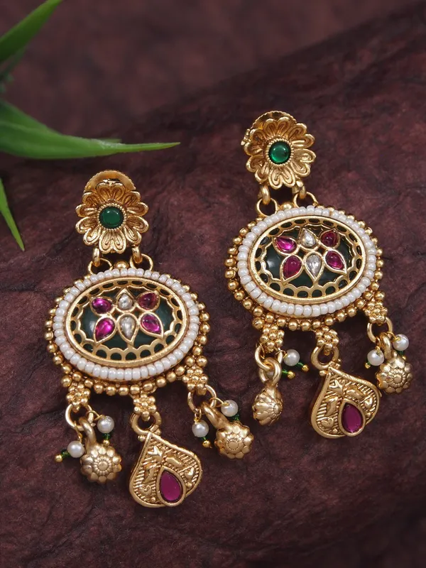 Heritage_Gold_Plated_Long_Mangalsutra_Necklace_Set_With_Matching_Drop_Earrings