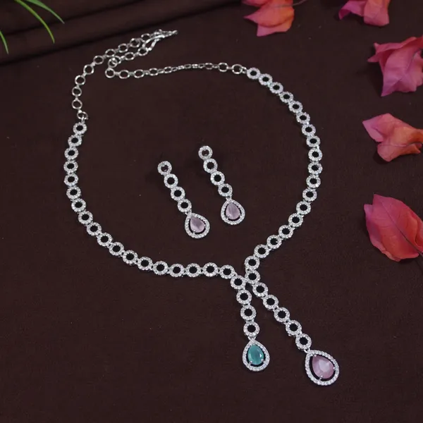 Elegant_American_Diamond_Necklace_Set_With__&__Stones