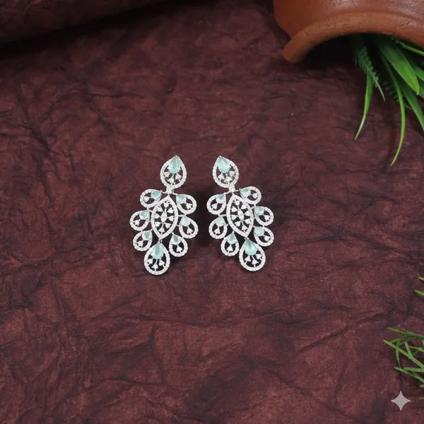 Mint__American_Diamond_Silver_Brass_Necklace_With_Earrings