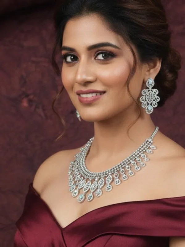 Mint__American_Diamond_Silver_Brass_Necklace_With_Earrings