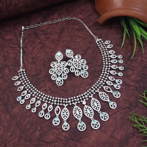 Mint__American_Diamond_Silver_Brass_Necklace_With_Earrings