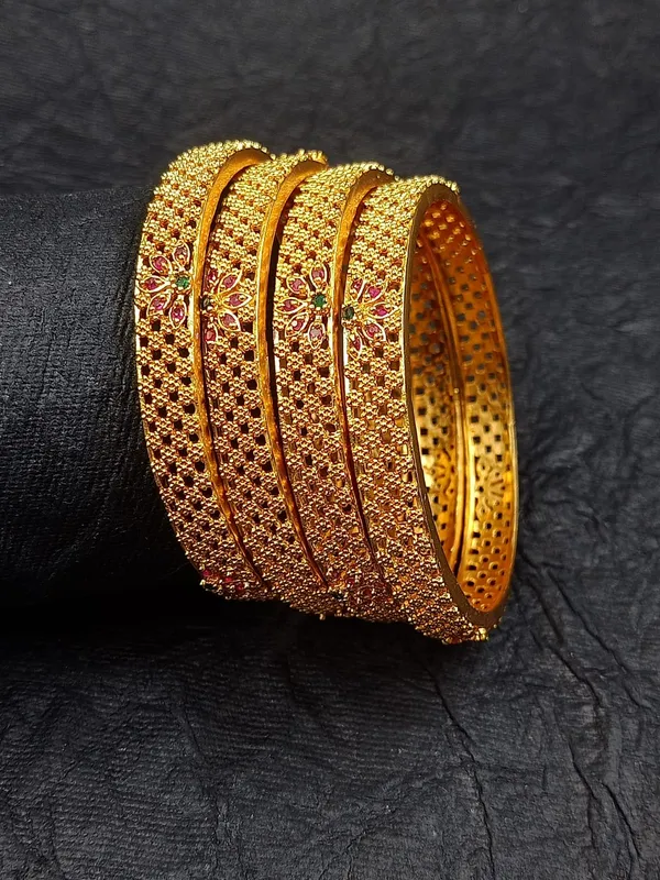 American_Diamond_Brass_Matte_Bangle_(Pack_Of_4)