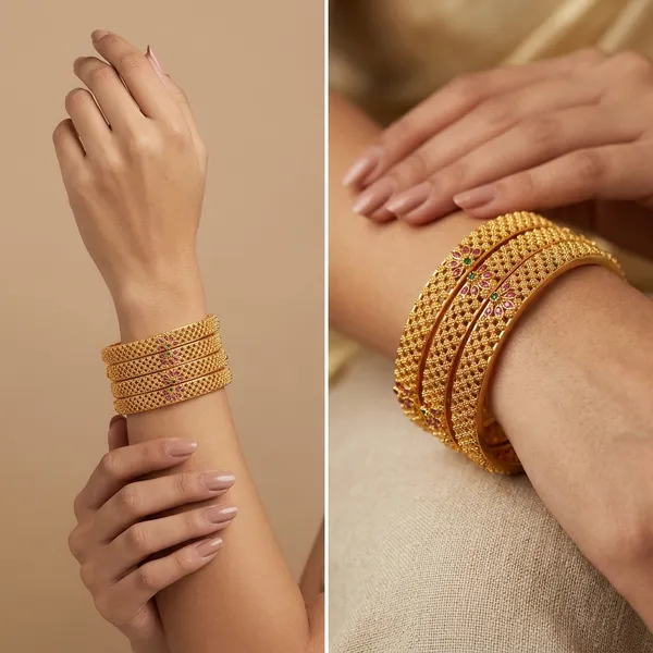American_Diamond_Brass_Matte_Bangle_(Pack_Of_4)