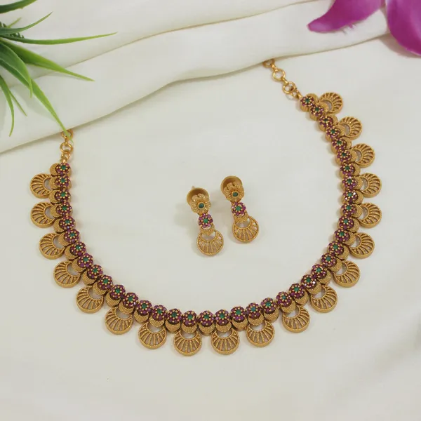 American_Diamond_Brass_Matte_Finish_Necklace_Set