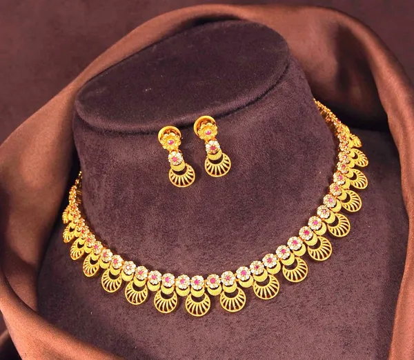 American_Diamond_Brass_Matte_Finish_Necklace_Set