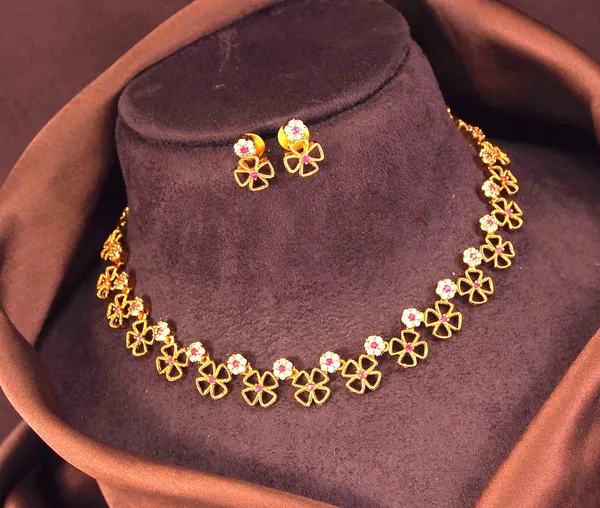 American_Diamond_Brass_Matte_Finish_Necklace_Set
