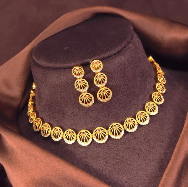 American_Diamond_Brass_Matte_Finish_Necklace_Set