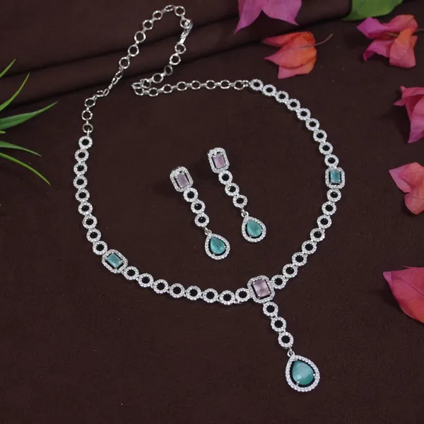 American_Diamond_Necklace_Set_With__&__Stones