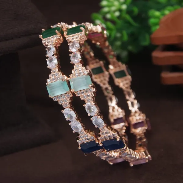 American_Diamond_Rose_Gold_Bangle_In_Multicolor