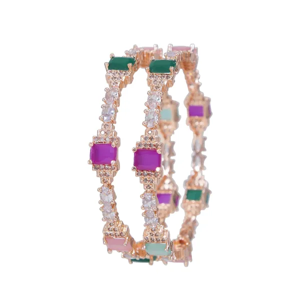 American_Diamond_Rose_Gold_Bangle_In_Multicolor