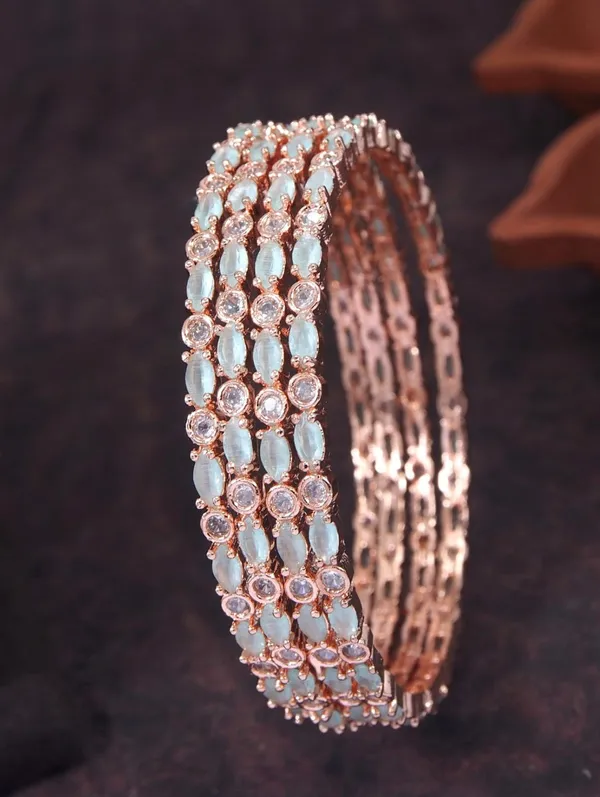 American_Diamond_Rose_Gold_Bangle_(Pack_Of_4)