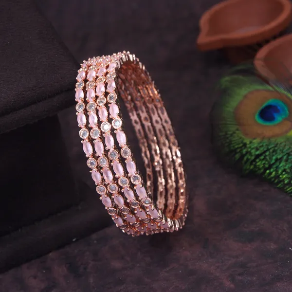 American_Diamond_Rose_Gold_Bangle_(Pack_Of_4)
