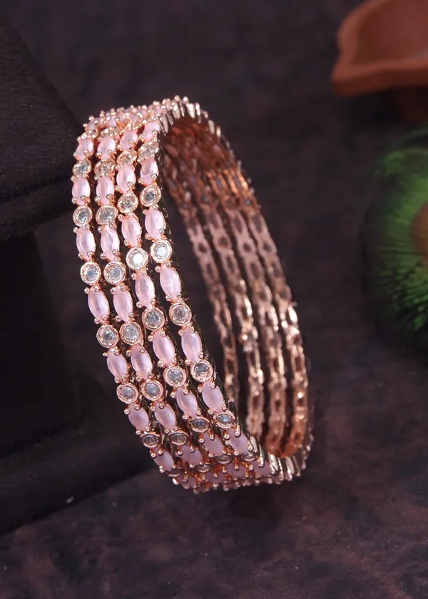 American_Diamond_Rose_Gold_Bangle_(Pack_Of_4)