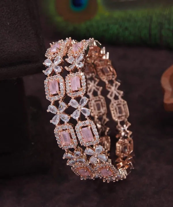 American_Diamond_Rose_Gold_Flower_Bangle