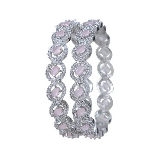 American_Diamond_Silver_Brass_Bangle_Set_Studded_Pink_White_Diamond