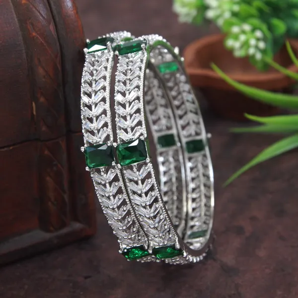 American_Diamond_Silver_Green_Bangle