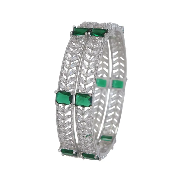 American_Diamond_Silver_Green_Bangle