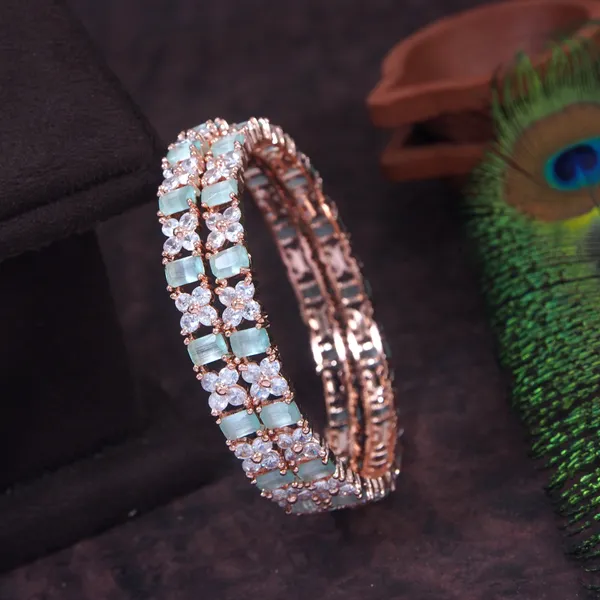 American_Diamond_Rose_Gold_Mint_White_Diamond_Bangle_Set