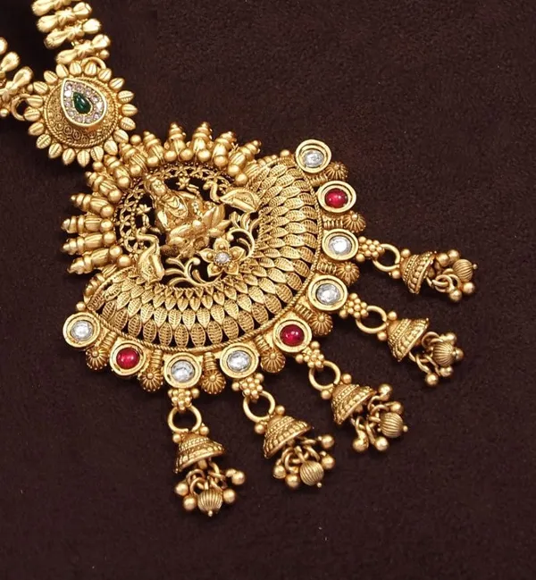 Antique_Long_Brass_Studded_With_American_Diamond_Necklace_Set