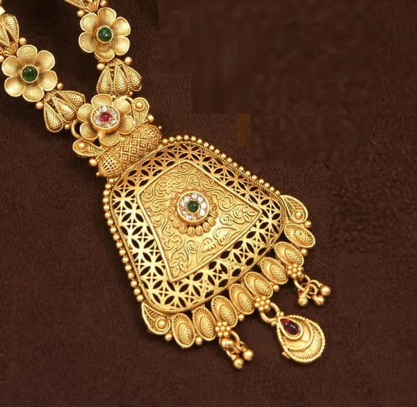 Antique_Long_Brass_Studded_With_American_Diamond_Necklace_Set