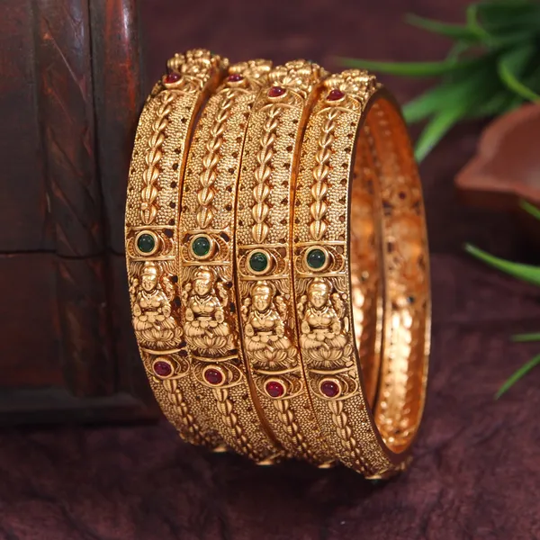 Brass_Matte_Temple_Bangle_(Pack_Of_4)
