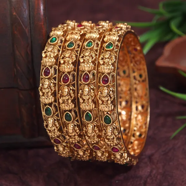 Brass_Matte_Laxmi_Temple_Bangle_(Pack_Of_4)