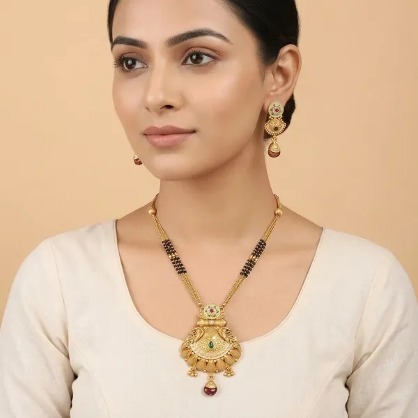 Gold_Matte_Finish_Mangalsutra_Set