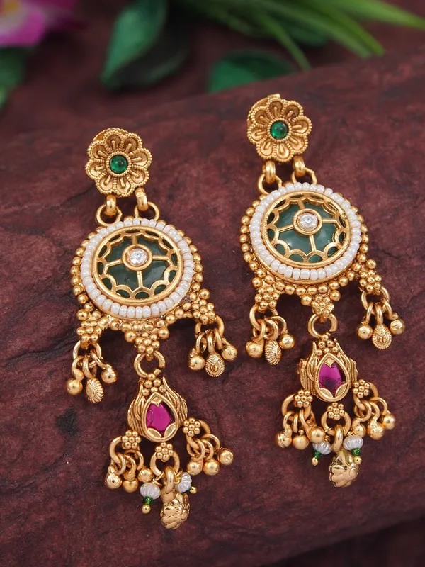 Gold_Plated_Black_Bead_Mangalsutra_Set_With_Ruby_&_Emerald_Coloured_Stones