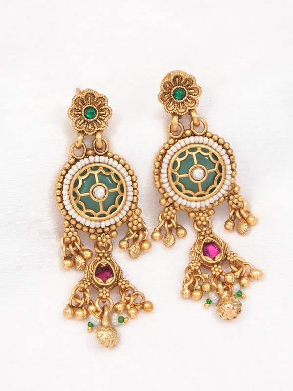 Gold_Plated_Black_Bead_Mangalsutra_Set_With_Ruby_&_Emerald_Coloured_Stones
