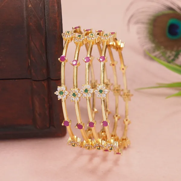 Gold_Plated_Ruby_&_Emerald_Floral_Stone_Bangle_Set