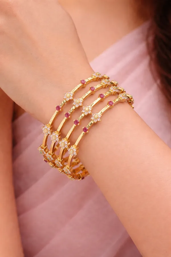 Gold_Plated_Ruby_&_Emerald_Floral_Stone_Bangle_Set